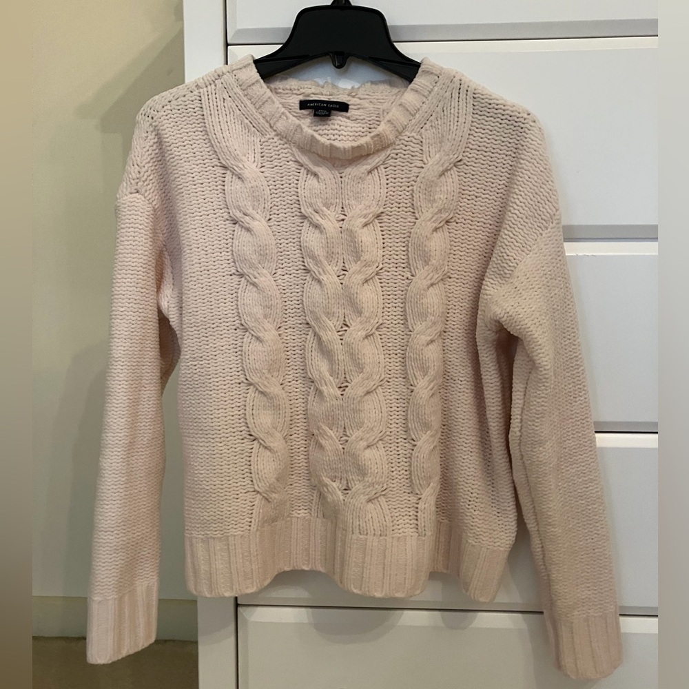 American Eagle Cream Cable Knit Sweater